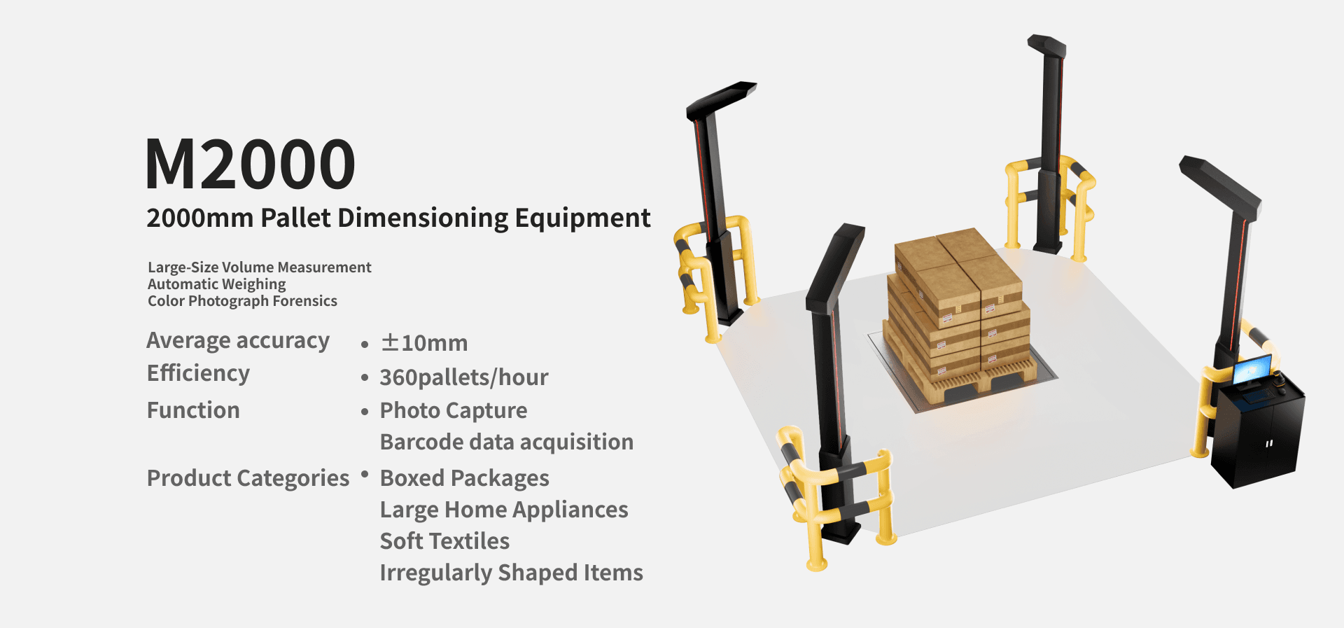 Mohisttech - Homepage - M2000 - 2000mm pallet Dimensioning Equipment - Product Image