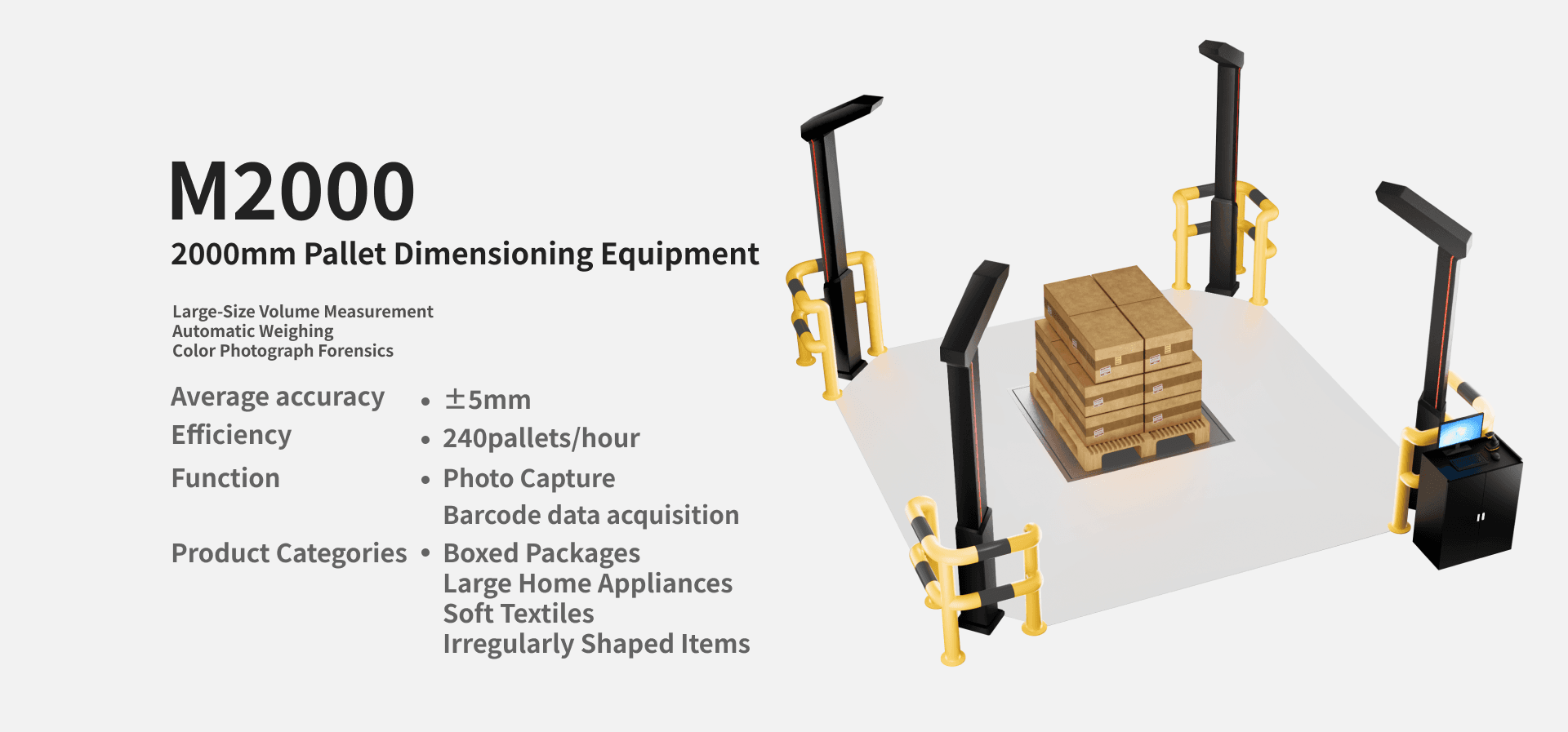 Mohisttech - Homepage - M2000 - 2000mm pallet Dimensioning Equipment - Product Image