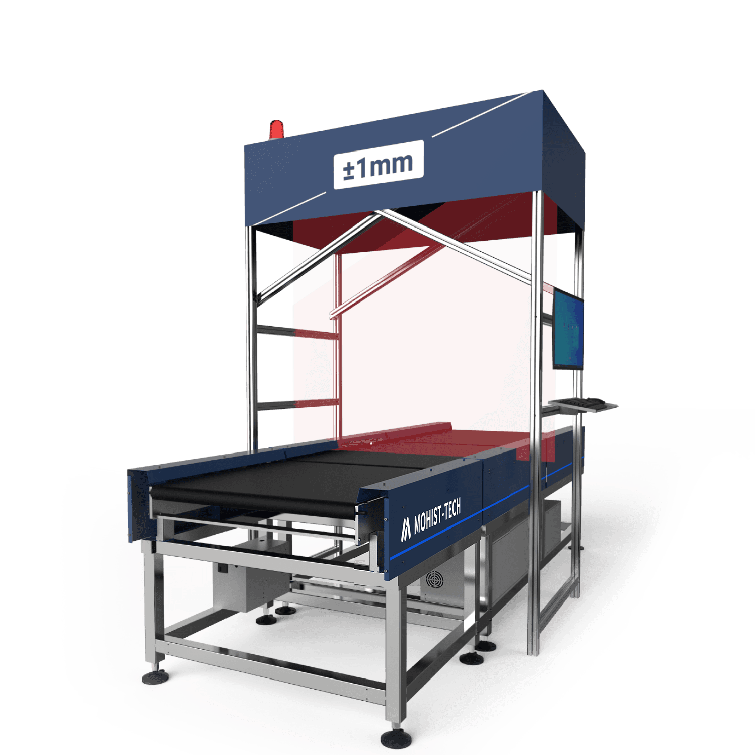 MX-800 Laser Techonlogy Automatic DWS Equipment, automatic reading code weighing volume measuring system, can obtain data such as bar code, HD color photography, weight, 3D point cloud image, volume (length/width/height) of passing goods in real-time, with fast speed and high accuracy. 